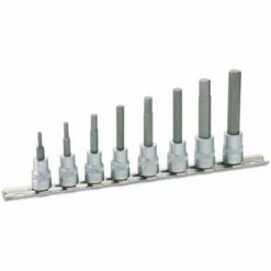 Hazet Jeu De Clés à Douilles - Carré Creux 10 Mm (3/8 Pouce) - Profil à 6 Pans Intérieurs - Longueur Totale: 240 Mm - Nombre D'outils: 8 - 8801/8H