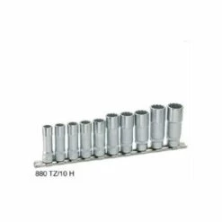 Hazet Jeu De Clés à Douilles (12 Pans) - Carré Creux 10 Mm (3/8 Pouce) - Profil à 12 Pans Extérieurs - Longueur Totale: 240 Mm - Nombre D'outils: 10 - 880TZ/10H