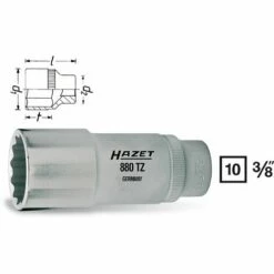 Hazet Douille à 12 Pans - Carré Creux 10 Mm (3/8 Pouce) - Profil Traction à 12 Pans Extérieurs - Taille: 21 - Longueur Totale: 70 Mm - 880TZ-21