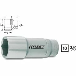 Hazet Douille à 6 Pans - Carré Creux 10 Mm (3/8 Pouce) - Profil Traction à 6 Pans Extérieurs - Taille: 20 - Longueur Totale: 70 Mm - 880LG-20