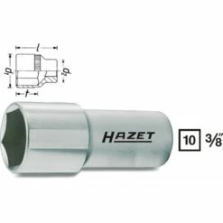 Hazet Douille à Bougies - Carré Creux 10 Mm (3/8 Pouce) - Profil à 6 Pans Extérieurs - Taille: 16 5/8 - Longueur Totale: 64 Mm - 880AMGT