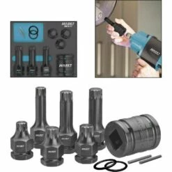 Hazet Jeu De Douilles Mâles à Chocs XZN - Carré Creux 20 Mm (3/4 Pouce), Carré Creux 12,5 Mm (1/2 Pouce), 6 Pans Extérieurs 24 Mm - Profil Denture Multiple Intérieur XZN - Nombre D'outils: 11 - 990S
