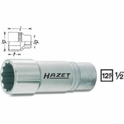 Hazet Douille (à 12 Pans) - Carré Creux 12,5 Mm (1/2 Pouce) - Profil Traction à 12 Pans Extérieurs - Taille: 14 - Longueur Totale: 85 Mm - 900TZ-14