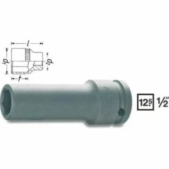 Hazet Douille à 6 Pans à Chocs - Carré Creux 12,5 Mm (1/2 Pouce) - Profil Traction à 6 Pans Extérieurs - Taille: 17 - Longueur Totale: 85 Mm - 901SLG-17