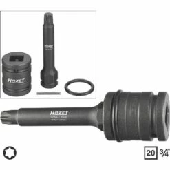 Hazet Jeu De Douilles Mâles Pour Les Disques De Frein - Carré Creux 20 Mm (3/4 Pouce) - Profil TORX Intérieur - Taille: T 60 - Longueur Totale: 120 Mm - Nombre D'outils: 4 - 2784-T60/4