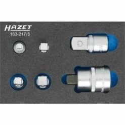 Hazet Jeu D'adaptateurs - Carré Creux 6,3 Mm (1/4 Pouce), Carré Creux 10 Mm (3/8 Pouce), Carré Creux 12,5 Mm (1/2 Pouce), Carré Creux 20 Mm (3/4 Pouce) - Carré Massif 6,3 Mm (1/4 Pouce), Carré Massi