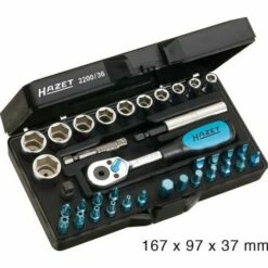 Hazet Jeu De Clés à Douilles - Carré Creux 6,3 Mm (1/4 Pouce), Hexagone Massif 6,3 (1/4 Pouce) - Profil Traction à 6 Pans Extérieurs, Profil à Fente, Profil Phillips PH, Profil Pozidriv PZ, Profil à