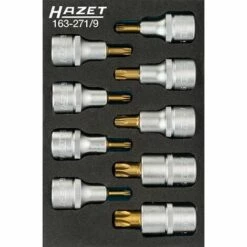 Hazet Jeu De Douilles Mâles TORX - Carré Creux 12,5 Mm (1/2 Pouce) - Profil TORX Intérieur - Nombre D'outils: 9 - 163-271/9