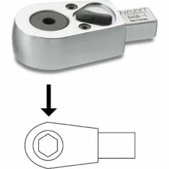 Hazet Attache Mâle à Cliquet Pour Bits - Carré Femelle 9 X 12 Mm - Hexagone Creux 8 Mm (5/16 Pouce), Profil à 6 Pans Intérieurs - Longueur Totale: 46.5 Mm - 6408-1