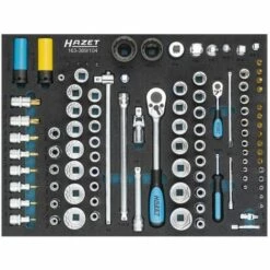 Hazet Jeu De Clés à Douilles - Carré Creux 6,3 Mm (1/4 Pouce), Carré Creux 12,5 Mm (1/2 Pouce), Carré Massif 20 Mm (3/4 Pouce) - Profil Traction à 6 Pans Extérieurs, Profil TORX Extérieur, Profil à