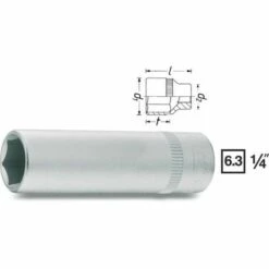 Hazet Douille à 6 Pans - Carré Creux 6,3 Mm (1/4 Pouce) - Profil Traction à 6 Pans Extérieurs - Taille: 4 - Longueur Totale: 50 Mm - 850LG-4