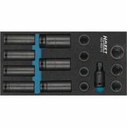 Hazet Jeu De Clés à Douilles - Carré Creux 12,5 Mm (1/2 Pouce) - Profil Traction à 6 Pans Extérieurs - Dimension: 342 X 172 - Nombre D'outils : 15 - 163-463/15