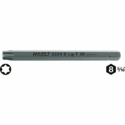 Hazet Embout-tournevis (bit) - Hexagone Massif 8 (5/16 Pouce) - Profil TORX Intérieur - Taille: T 30 - Longueur Totale: 100 Mm - 2224SLG-T30