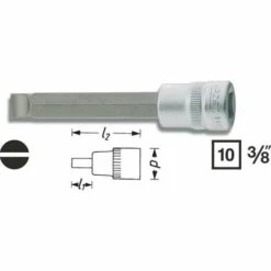 Hazet Douille Mâle - Carré Creux 10 Mm (3/8 Pouce) - Profil à Fente - Taille: 1 X 5.5 - Longueur Totale: 75 Mm - 8803-1X5.5