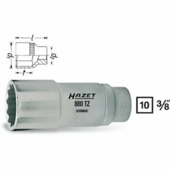 Hazet Douille à 12 Pans - Carré Creux 10 Mm (3/8 Pouce) - Profil Traction à 12 Pans Extérieurs - Taille: 18 - Longueur Totale: 66 Mm - 880TZ-18