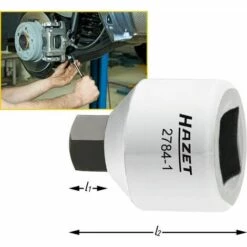 Hazet Douille Mâle Pour étrier De Frein - Carré Creux 10 Mm (3/8 Pouce) - Profil à 6 Pans Intérieurs - Taille: 7 - Longueur Totale: 24 Mm - 2784-1