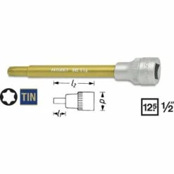 Hazet Douille Mâle TORX Pour Les Pompes De Refroidissement - Carré Creux 12,5 Mm (1/2 Pouce) - Profil TORX Intérieur - Taille: T 30 - Longueur Totale: 138 Mm - 992SLG-T30