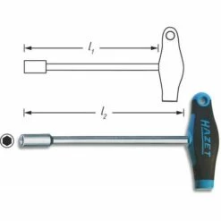 Hazet Clé à Douille - Profil à 6 Pans Extérieurs - Taille: 6 - Longueur Totale: 256 Mm - 428-6