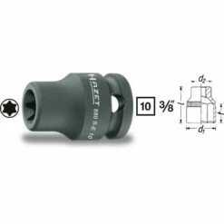 Hazet Douille à Chocs (TORX) - Carré Creux 10 Mm (3/8 Pouce) - Profil TORX Extérieur - Taille: E 10 - Longueur Totale: 28 Mm - 880S-E10