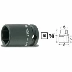 Hazet Douille à 6 Pans à Chocs - Carré Creux 10 Mm (3/8 Pouce) - Profil Traction à 6 Pans Extérieurs - Taille: 6 - Dimension: 28 - 880S-6